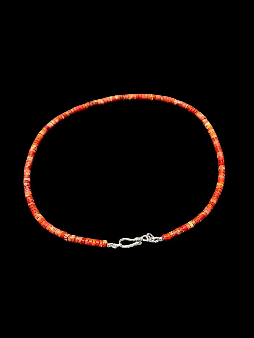 Red Heishi Bead Necklace.